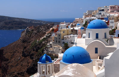Blue and white, the colours of Santorini and the Greek Islands Blue and white, the colours of Santorini and the Greek Islands