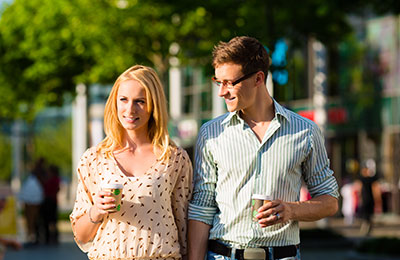 Mini Cruise to Amsterdam with DFDS Seaways Couple enjoying a walk around Amsterdam